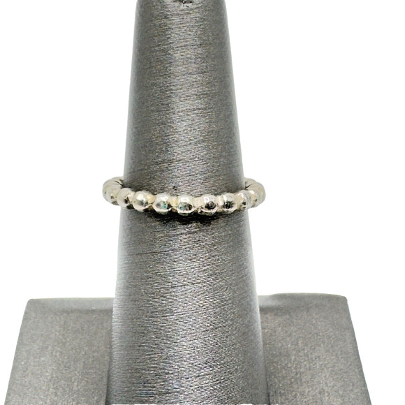 Hand Crafted Jewelry - Sterling Silver 925 Dot Bead Design Stacking Band Ring Size 6.25 Dainty Handmade